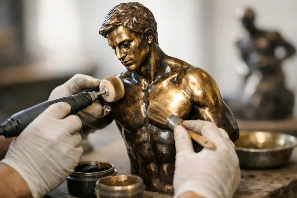 Finitions de sculpture en bronze réussies