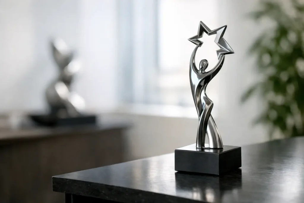Le trophée artistique en métal fait pour durer